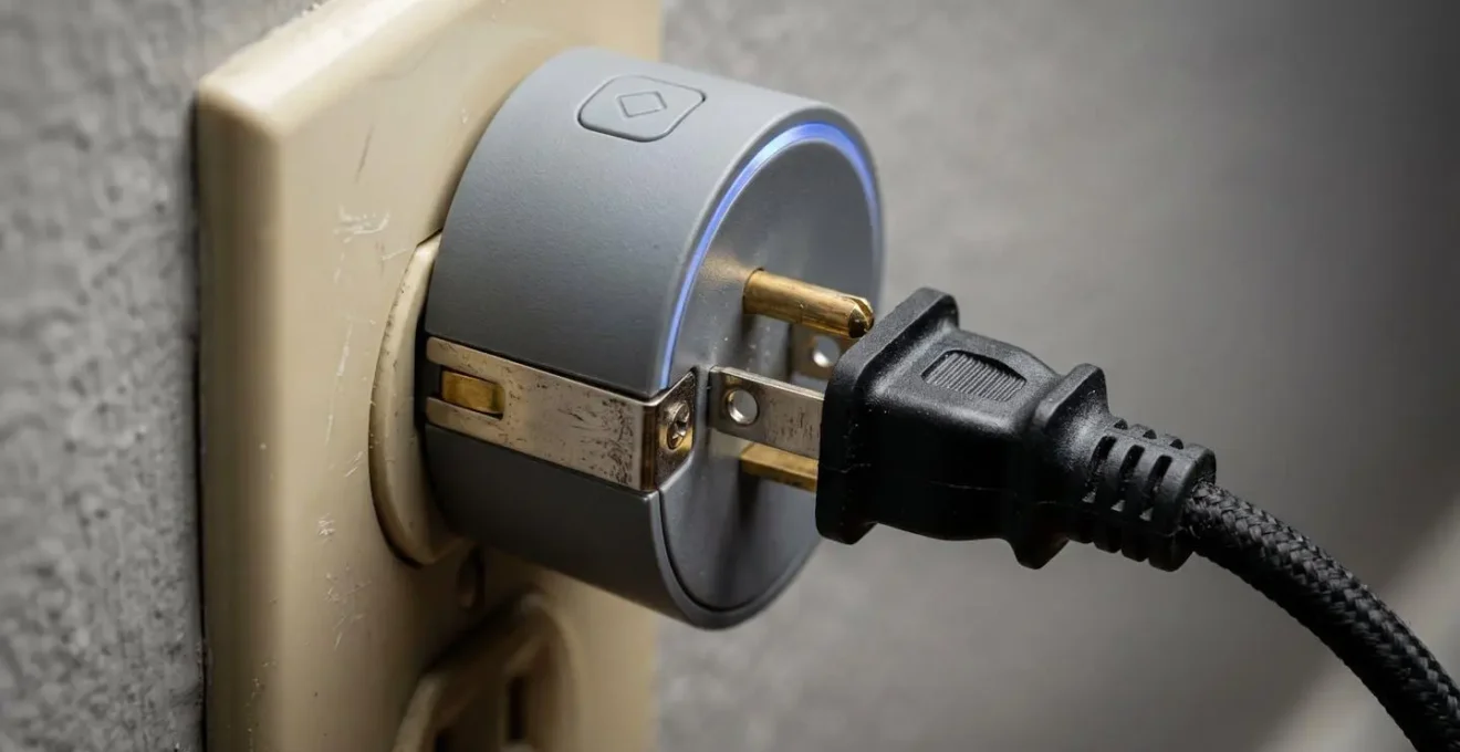 Smart energy monitoring device measuring appliance power consumption in modern home