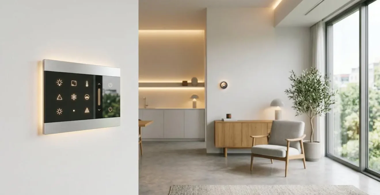 Modern smart home central control interface showing unified device management system