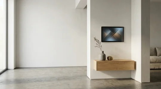 Modern smart home energy monitoring interface displaying real-time consumption data with natural lighting and clean aesthetics