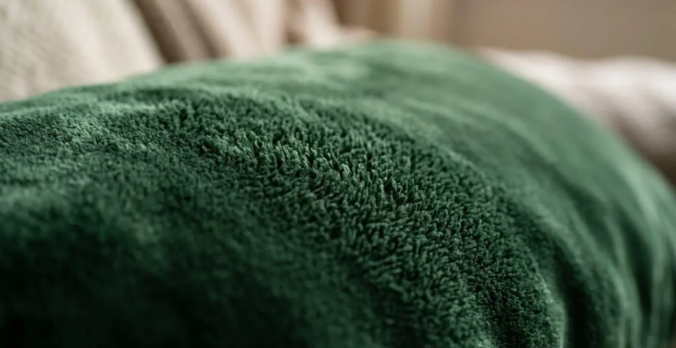 Extreme close-up of plush velvet pillow fabric showing deep pile texture and light absorption